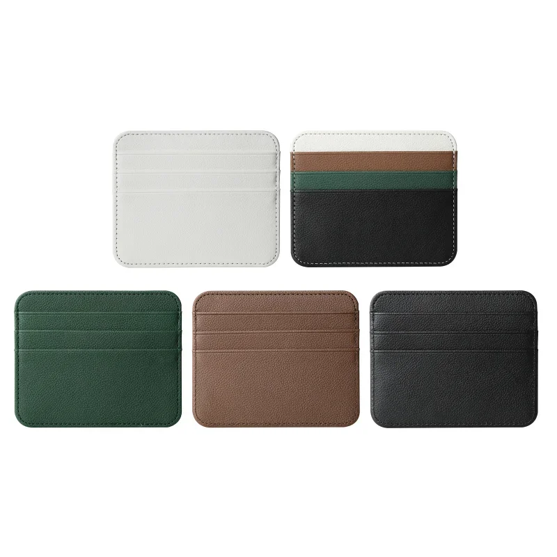Mini Men\'s Women\'s Pu Leather Credit Card Holder Case Id Card Case Thin Wallet with Coin Pocket Small Purse Card Holder Purse