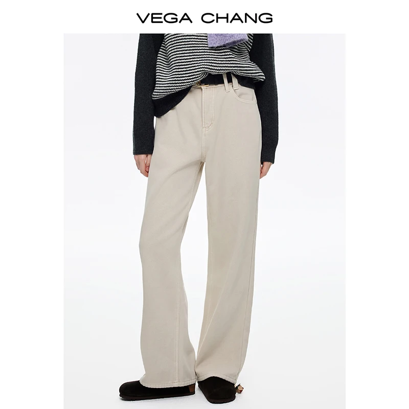 Vega Chang New Winter Women's Straight-Leg Slimming Versatile Wide-Leg Jeans