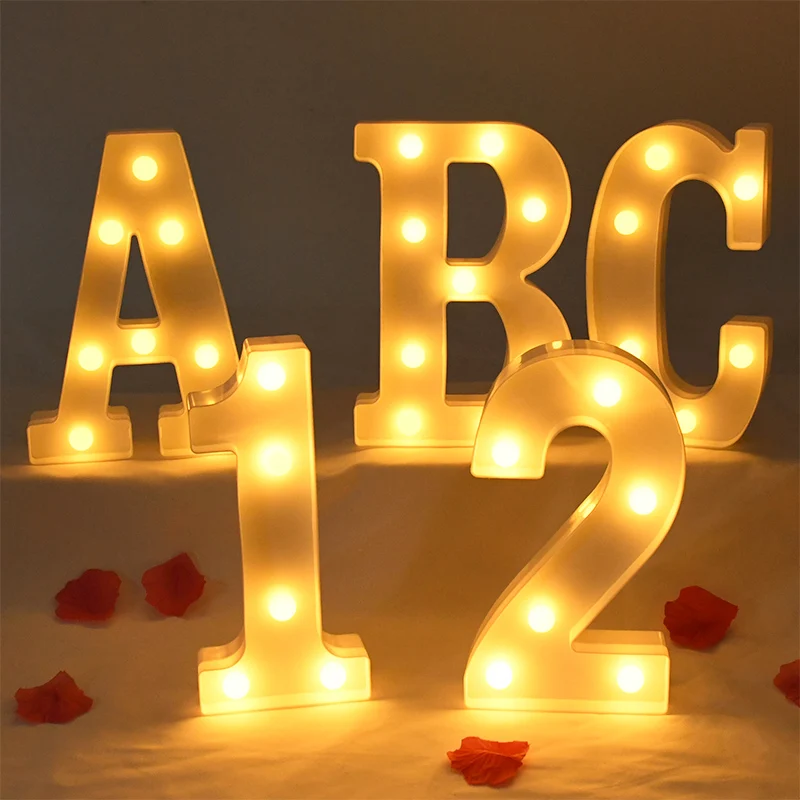 21cm LED Letters Lights Decorative Luminous Name Number Lights Night Lamp For Wedding Birthday Party Home Decor Valentines Gifts
