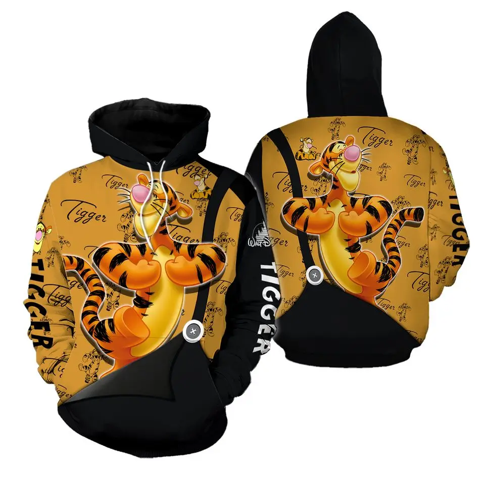 2024 Women\'s Hoodie For Spring Fall Disney Winnie The Pooh Tigger 3d Print Long Sleeve Pullover Trendy Street Casual Women Tops