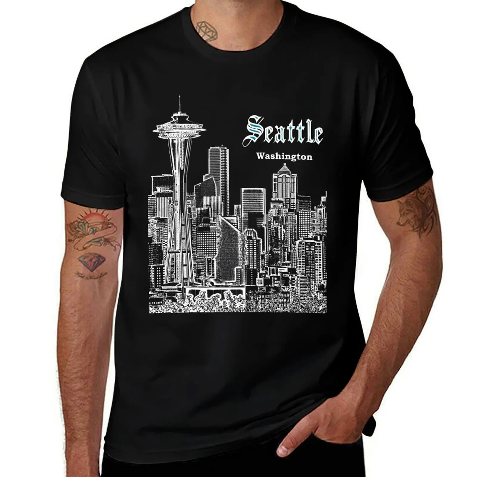 

Seattle, Washington, US - Downtown Seattle Skyline T-Shirt sports fans quick-drying t shirt men