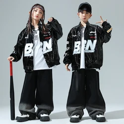 Fashion Kids Hip Hop Dance Costume Loose Coat Pants Long Sleeves Boys Street Dance Performance Clothing Girls Stage Suit BL13546