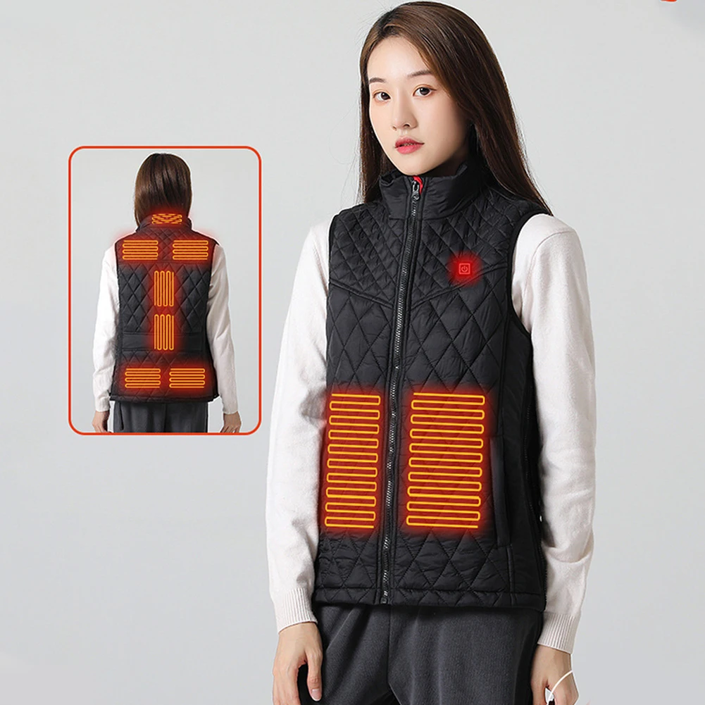 9 Zone Heated Motorcycle Vest Winter Thermal Clothing Rechargeable Washable Cotton Gilet Outdoor Heating Jacket for Women