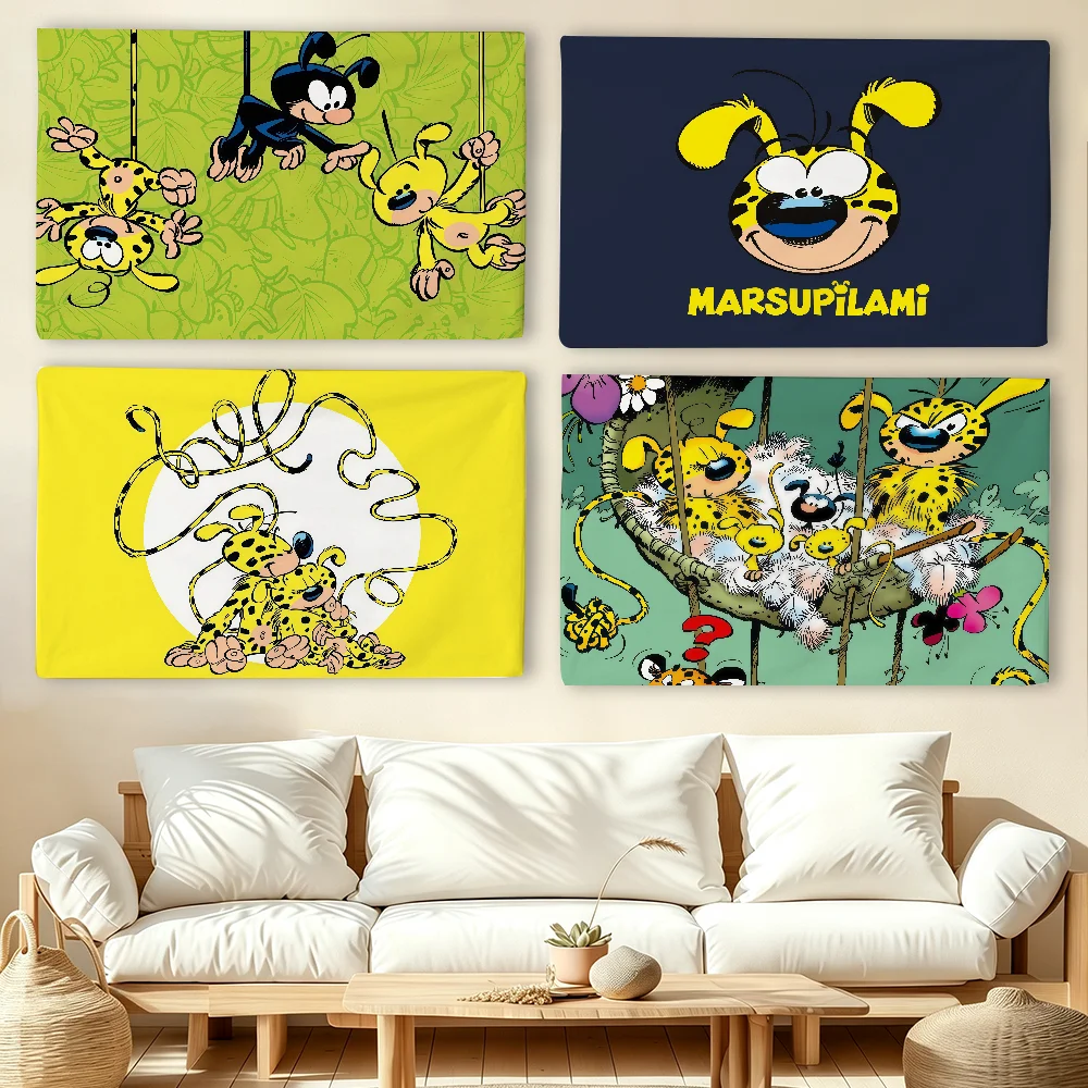 Cartoon cute M-Marsupilami flag For Living Room Home Dorm Decor Wall Outdoor Camping Party Banner Gifts