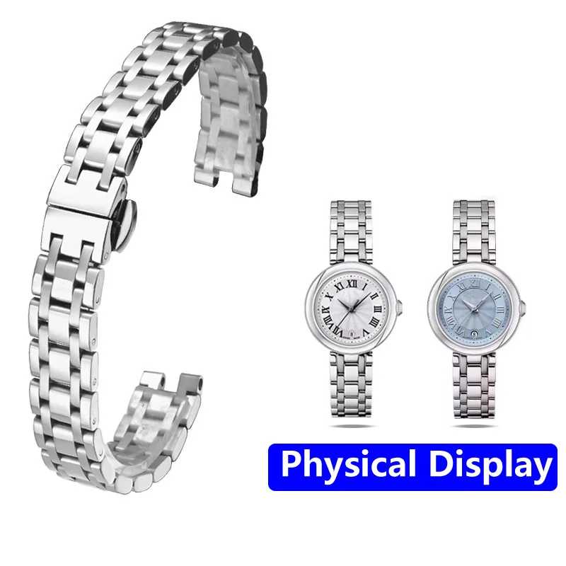 Notched watch band  High Quality Solid Stainless Steel Watch Strap Metal Band For Women's Watch Strap Bracelet 12mm