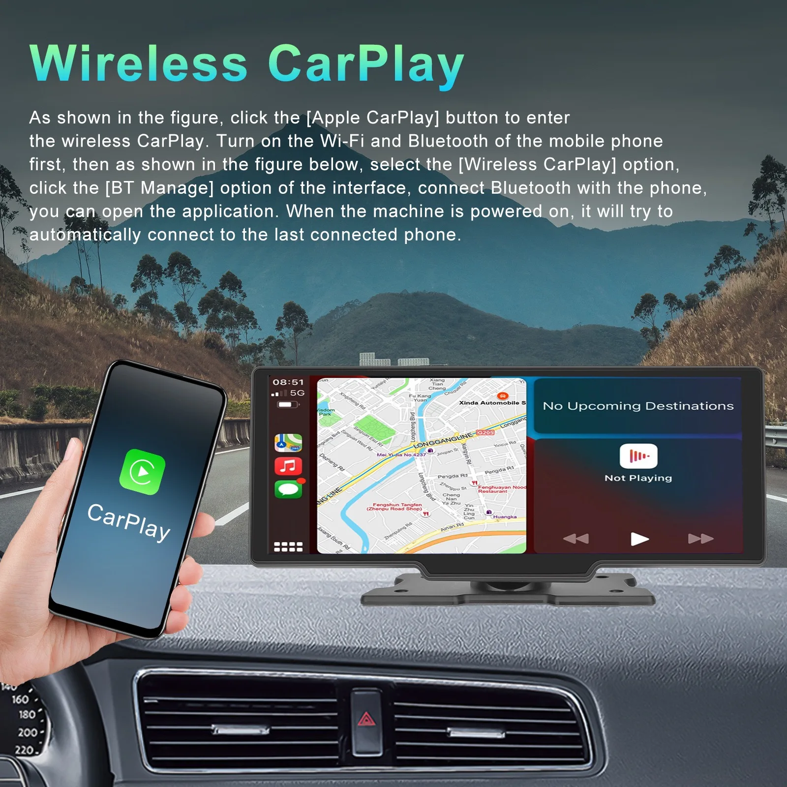 

Автомобильный мультимедийный плеер Apple CarPlay, 10,26 дюйма, для Volkswagen, Nissan, Hyundai, Kia, toyota