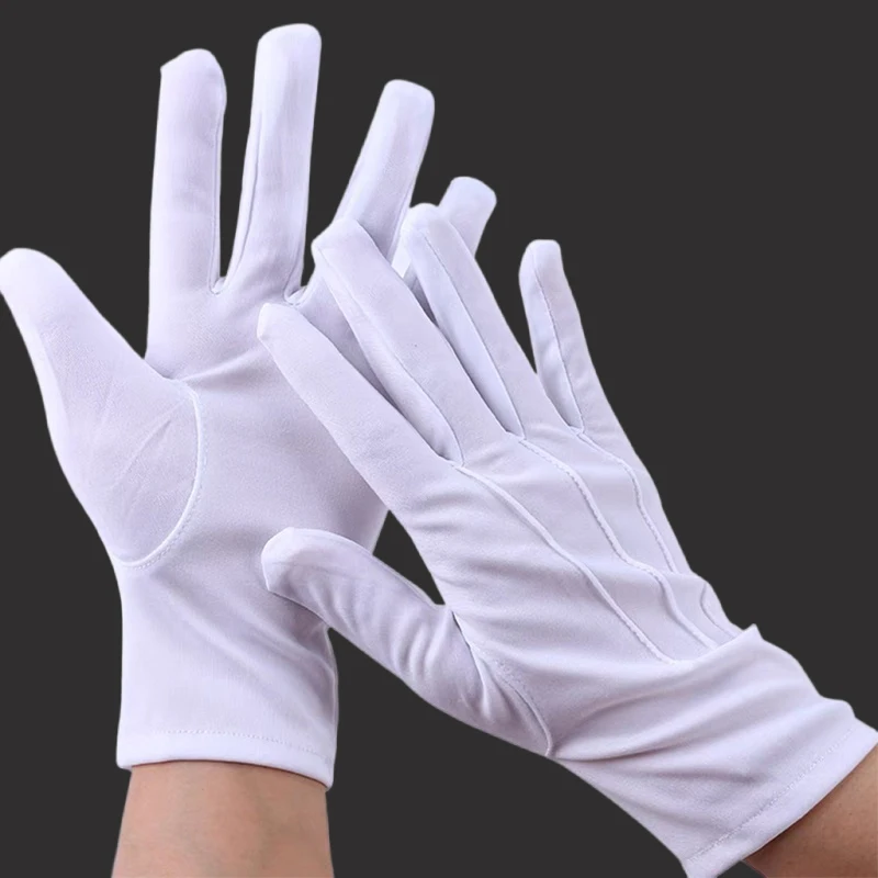 1pair White Formal Gloves Breathable Anti-slip Gloves Guard Parade Inspection Gloves Multi-use Ceremonial Mittens Supplies