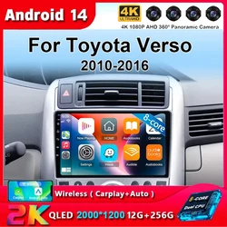 Android 15 Car Radio Multimedia Video Player For Toyota Verso R20 2009-2018 GPS Navigation Carplay Stereo WIFI IPS 4G RDS