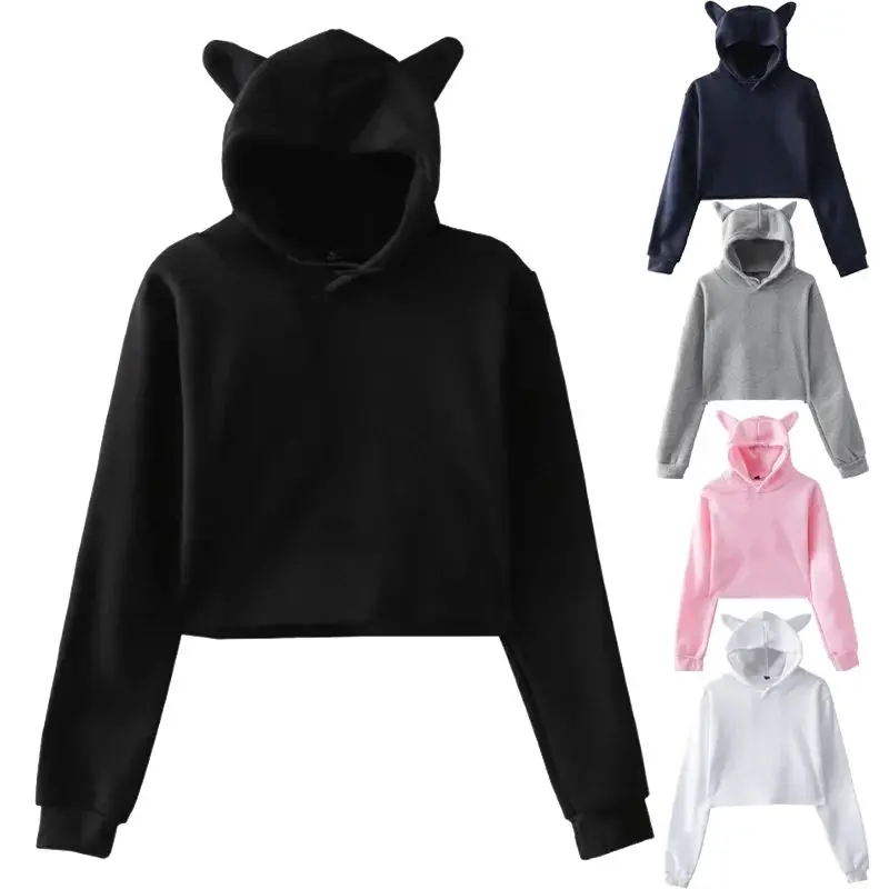 

Faionable Women's ort Hooded Sweatirt Blouse Sle Long Sve Casual Streetwear ow Belly Cotton Pullover Spring