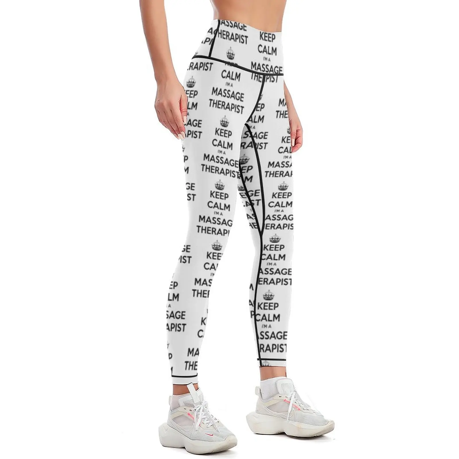 Keep Calm I Am A Massage Therapist Black Text Leggings active wear trousers Womens Leggings