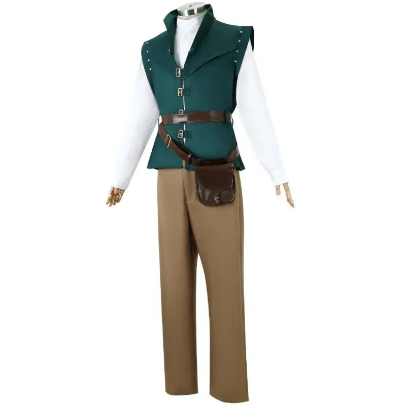 Flynn Rider Cosplay Kostuums Volwassen Outfit Jas Shirt Vest Broek Riem Tas Volledige Set Halloween Anime Carnaval Feest Uniform