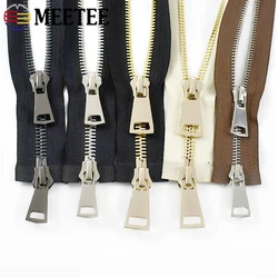 Meetee 1Pc 80/100/120cm 8# Metal Zipper Double Sliders Zippers Open-End Quto Lock Zips for Down Jacket Coat Repair Parts Zip