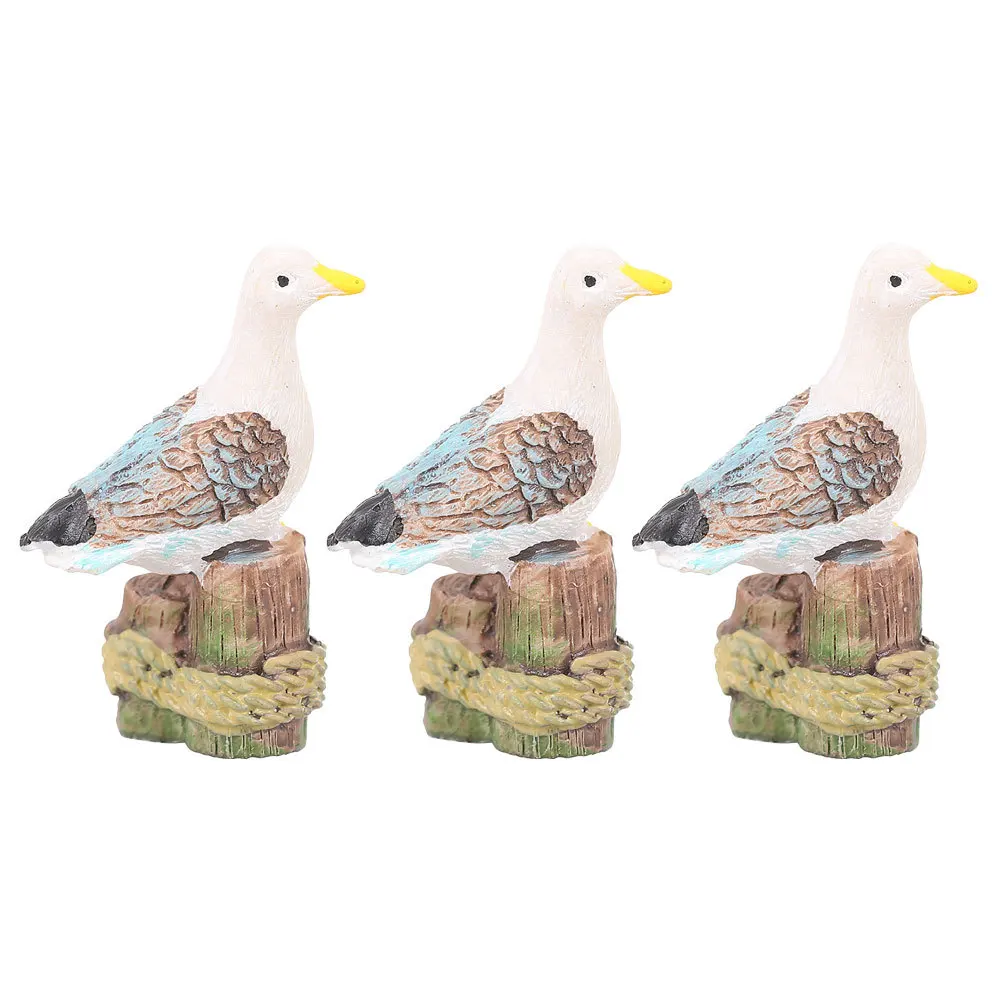 

3pcs Micro Landscape Figurines Resin Seagull Aquarium Decor Lifelike Mini Bird Wear-Resistant For Fish Tank Creative Office