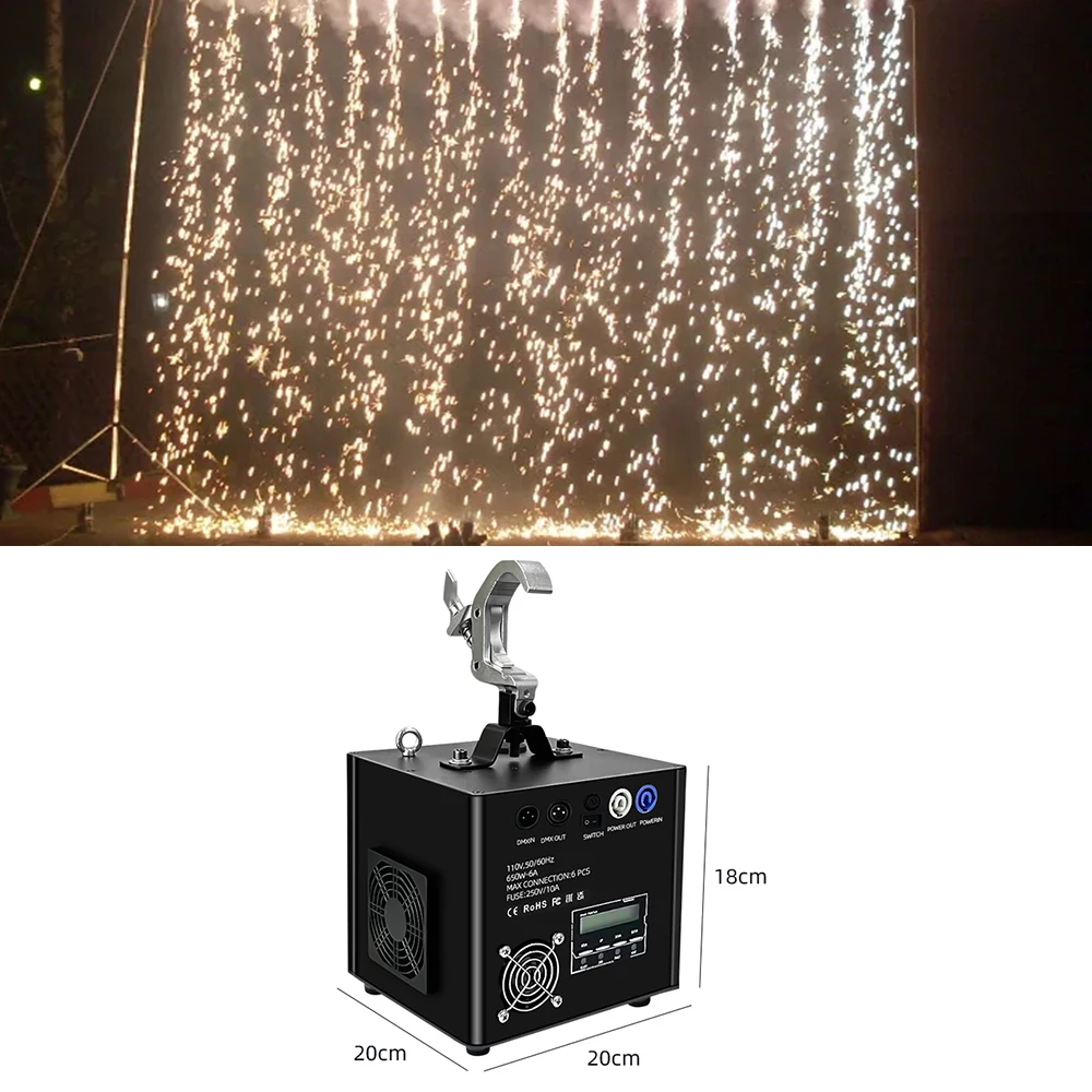 Máquina de fuegos artificiales colgantes, rociador de llama con Control DMX, equipo de escenario de boda para DJ, discoteca, 4 piezas, 600W