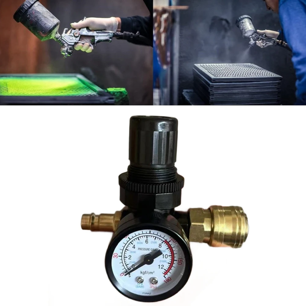 1pc Spray Air Pressure Regulator With Gauge 0-180PSI Air Inlet Pressure Real-time Monitoring For Air Tools Air Compressor