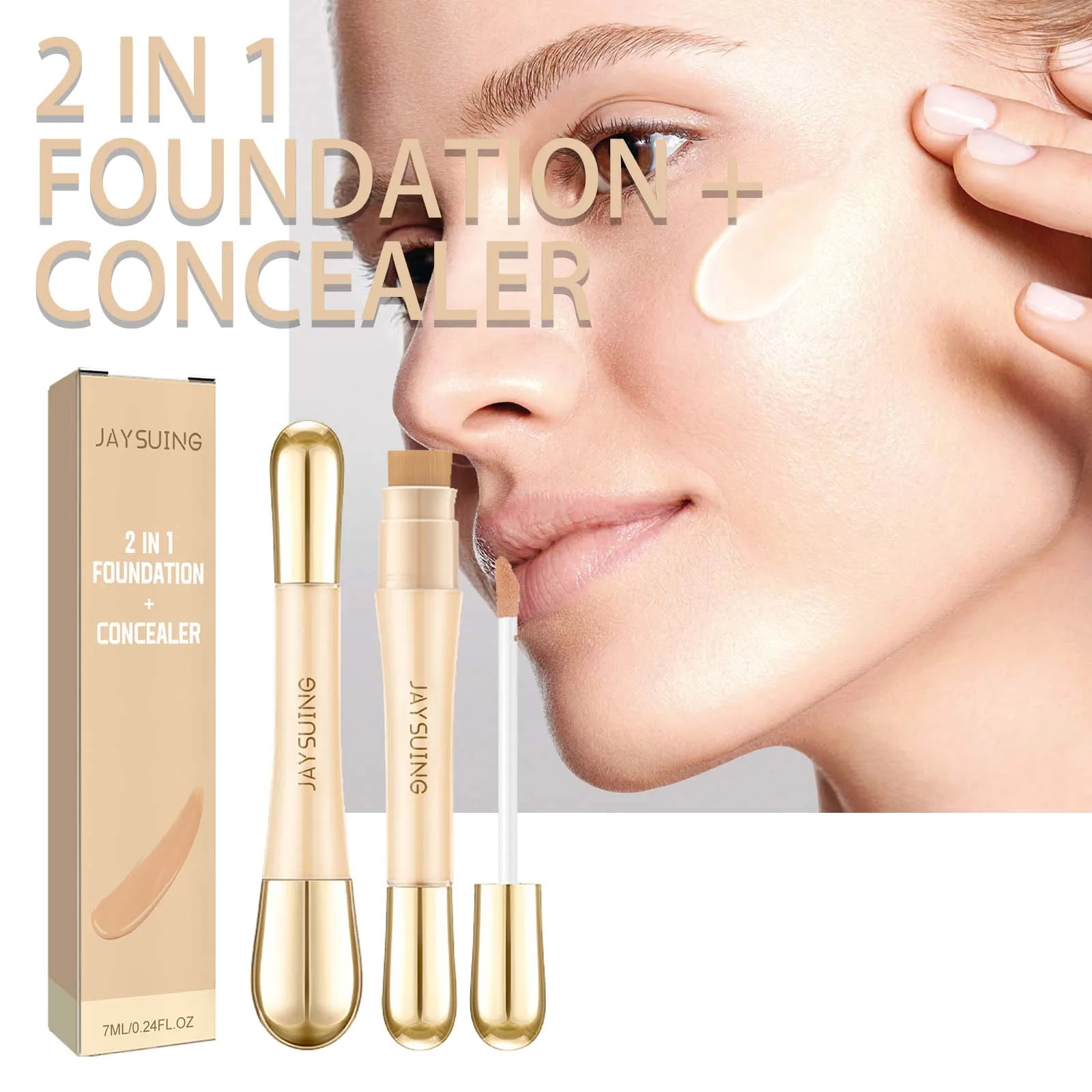 

Double Head Concealer Covering Skin Blemishes Invisible Pores Brighten Contours Oil Control Moisturize Long Lasting Concealer