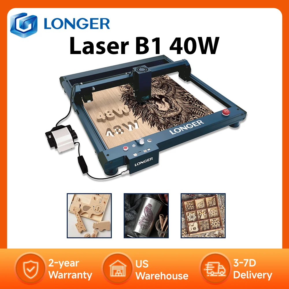 

Лазерный гравер-резак LONGER B1 40W, высокоскоростная диодная лазерная технология, скорость 36000 мм/мин, рабочая область 450*440 мм, USB, TF, Wi-Fi, управление через приложение.