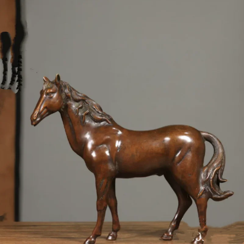 Traditional Chinese antique bronze zodiac horse statue ornaments home living room desktop Chinese style decorative crafts