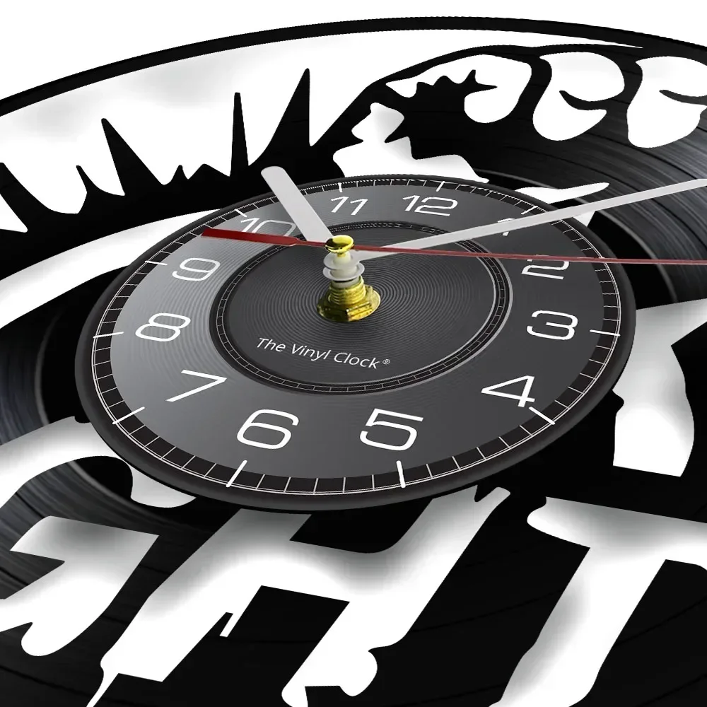 MMA Fight Modern Wall Clock Made of Real Vinyl Record for Man Cave Decor Fight Sport Theme Vintage Carved Vinyl Art Wall Watch