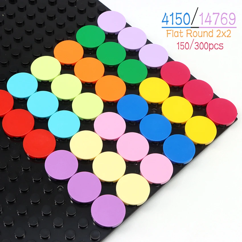 150/300pcs Assembles Particles 14769 Building Blocks Round Flat Tile 2x2 Smooth Thin Bricks  Children Toys Compatible with 4150
