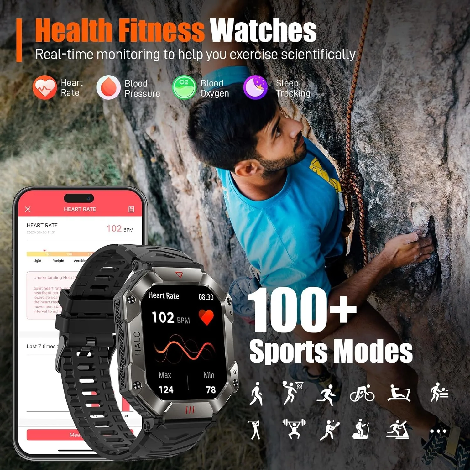 Reloj inteligente deportivo para hombre, dispositivo resistente al agua Ip68, con voz IA, Bluetooth y llamadas, para Android e IOS, 2024