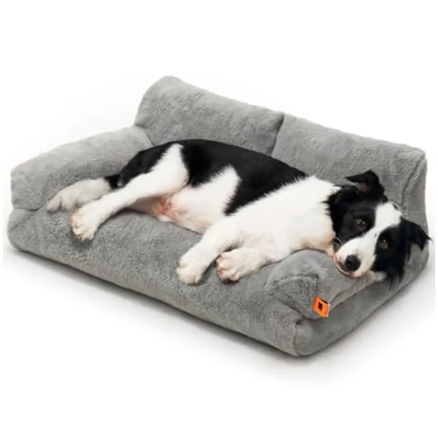 

Cat Bed for Indoor Cats, Washable Dog Beds for Small Medium Dogs and Cats, Fluffy Cat Couch with Non-Slip Bottom Grey, 33.5" L