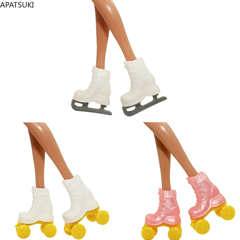 Patins de gelo multiestilo para bonecas Barbie, sapatos de patinação rosa e branco, acessórios para bonecas Barbie 1/6, brinquedos