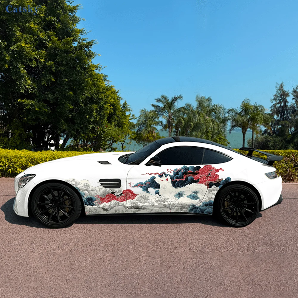 

Загадочная лиса, облачная автомобильная виниловая наклейка, самоклеящаяся наклейка из ПВХ, подходит для грузовиков, внедорожников, украшения, автоаксессуары, подарок