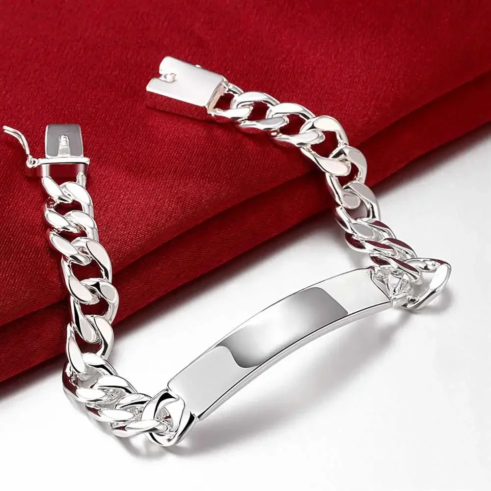 

Noble Classic 10MM Geometry Chain Fashion 925 Sterling Silver Bracelets for Man Women Wedding Party Christmas Gifts Fine Jewelry