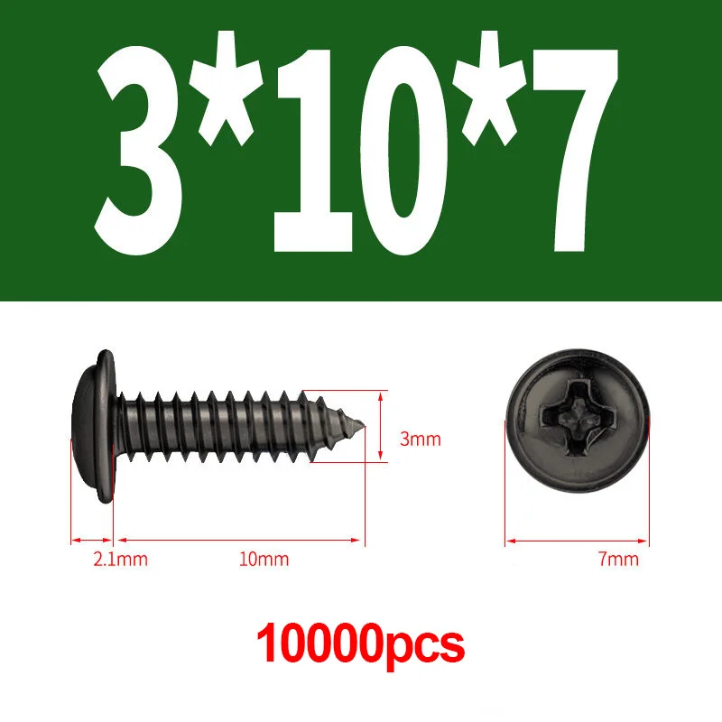 M3x10mm Pan Head Phillips Self-Tapping Screw with Integrated Washer（PWA）M2x14mm Phillips Countersunk Head Self-Tapping Screw