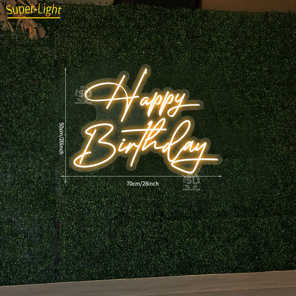 Imagem -04 - Grande Sinal de Neon Led para Festa Wall Decor Presente Personalizado Feliz Aniversário Alta 50cm Largura 70cm x 50cm