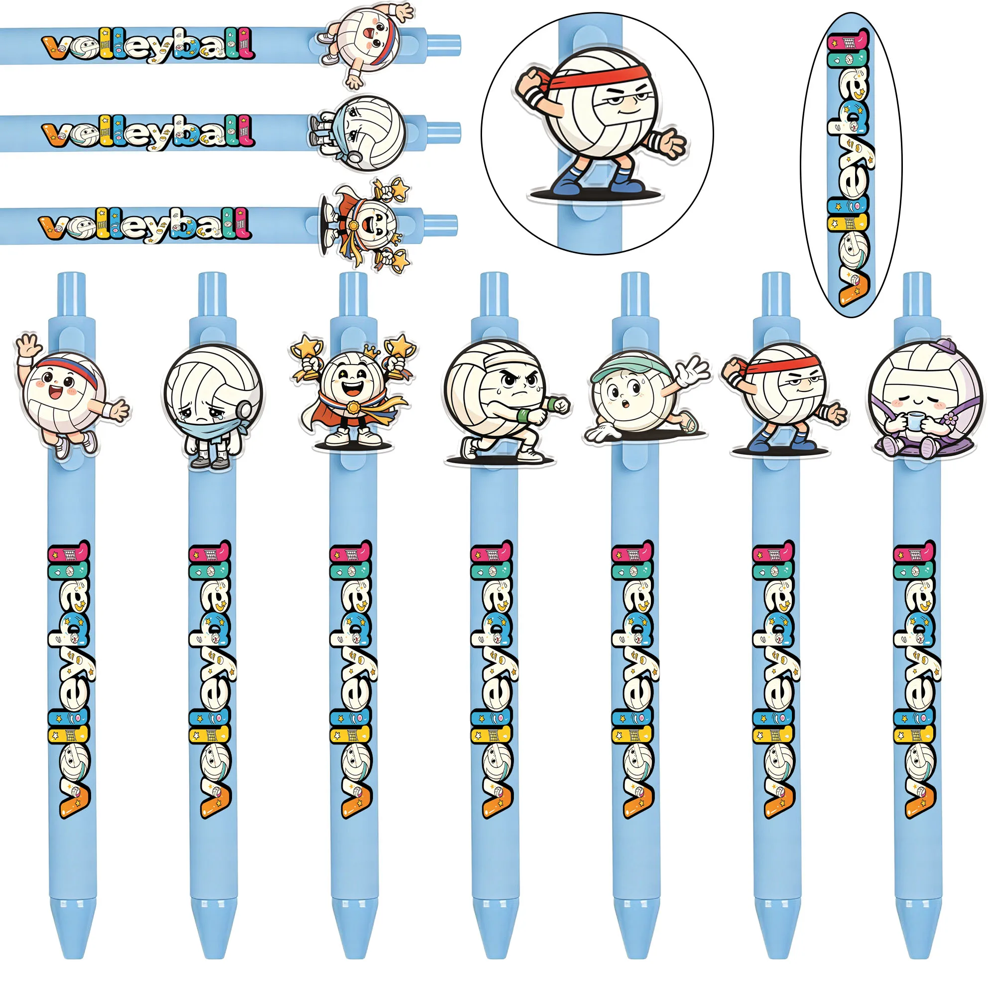 17Pcs Volleyball Themed Ballpoint Pens Are Suitable for Office, Journaling, and Gift Giving, Easy to Use, with Random Patterns
