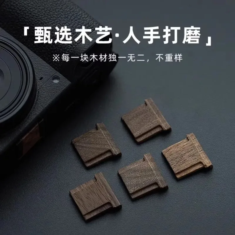 Camera Hot Shoe Cover Photo Natural Walnut Wood DSLR Mirrorless Camera Accessories for Ricoh Gr3x Hdf Camera Hot Shoe Cap Button