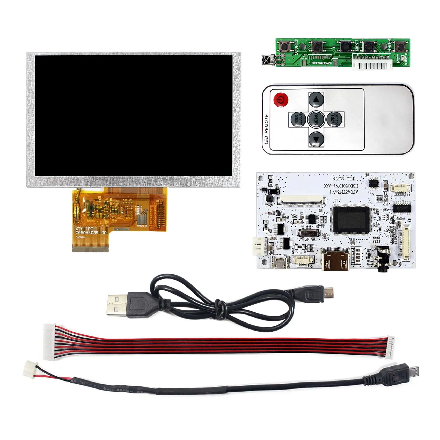 

HD-MI LCD Controller Board with 5" 800X480 16:9 TFT-LCD Screen for Simracing Dashboard, video doorphone etc.