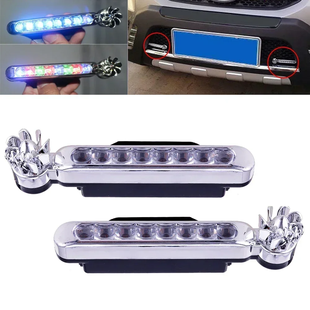 

1/2pcs Car Daytime Running Lights LED Floodlights Wind Powered Car Lights with Rotating Fan Running Lights Decorative Lamp Front