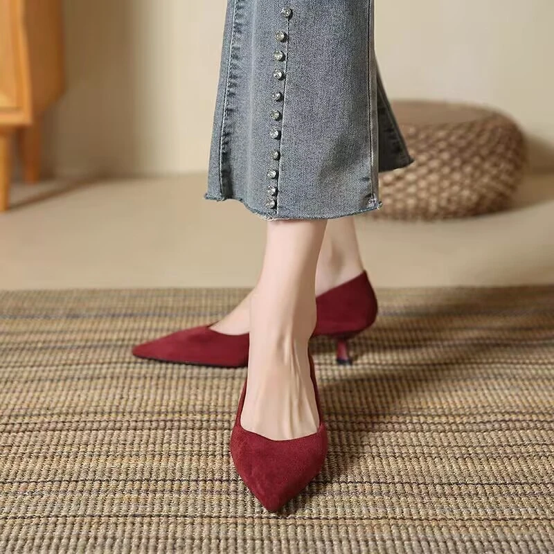 

New Sexy Pointed-toe Suede Comfortable Office Sandals for Summer 2026 Elegant Striptease Party Sandals for Women Mujer Zapatos