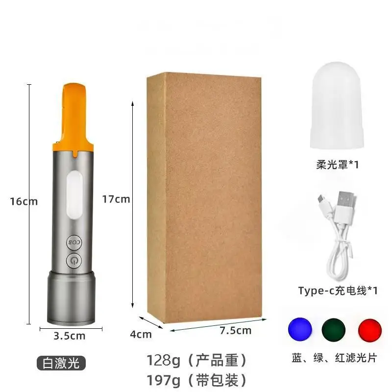 Flashlight Zoomable High Power Torch with Digital Display UV Red Laser Magnetic Rechargeable LED  Emergency Light