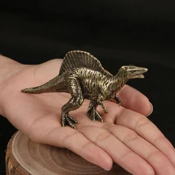 Brass Solid Jurassic Dinosaur Spinosaurus Statue Office Desktop Ornaments Tea Pet Crafts Animal Figurines Miniatures Toy Gifts