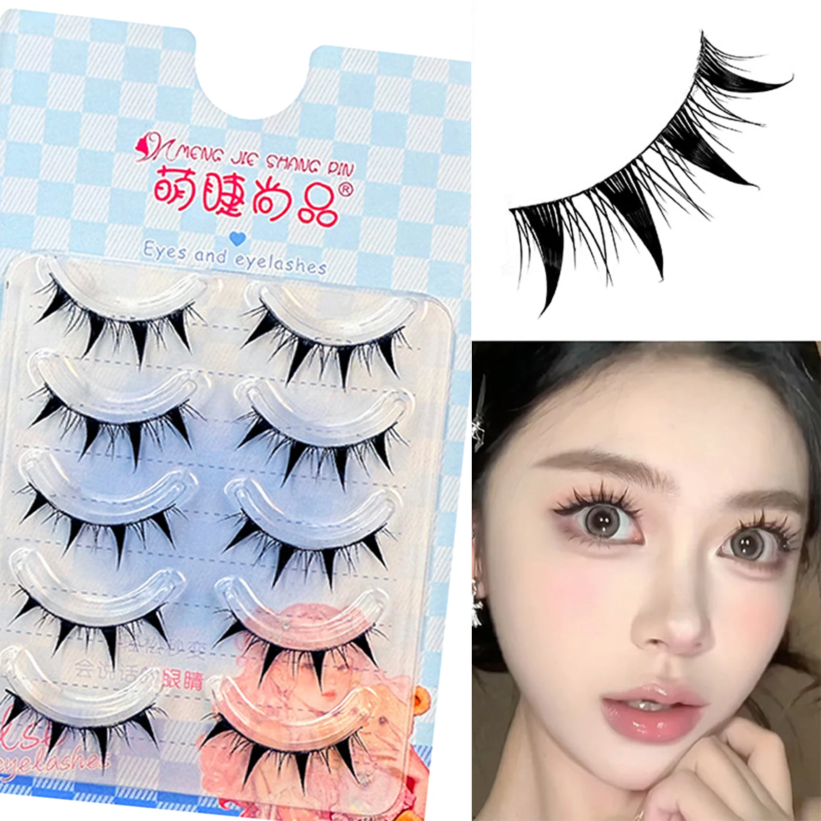 5 Paar Cat Eye dichte falsche Wimpern vergrößern Ihre Augen Sonnenblume Anime Manga Wimpern für natürliche dramatische Augen-Make-up-Tools
