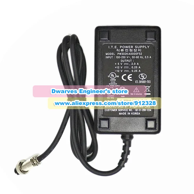 Genuine 5V 2A 10W AC/DC Adapter +/-12V 0.25A Laptop Charger for ITE PW302KA0000F52 Power Supply Special 4 holes