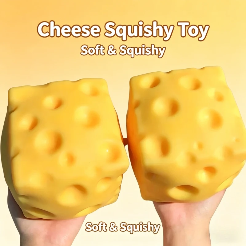 Juguete de Queso Gigante Extra Grande para Apretar, Bola Antiestrés de Rebote Lento, Suave y Moldeable para Adultos