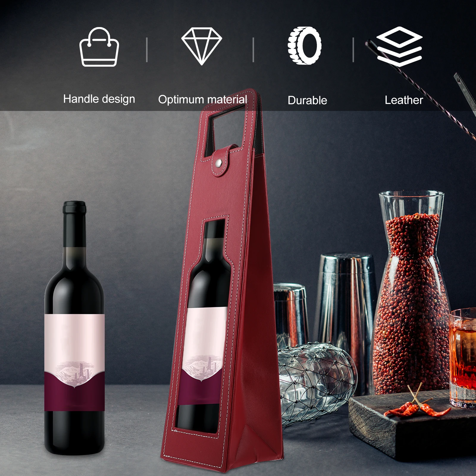 

Red Wine Packaging Gift Box Premium Wine Bottle Bag Handle Portable Tote Creative Gift For Party Housewarming Decorative Storage