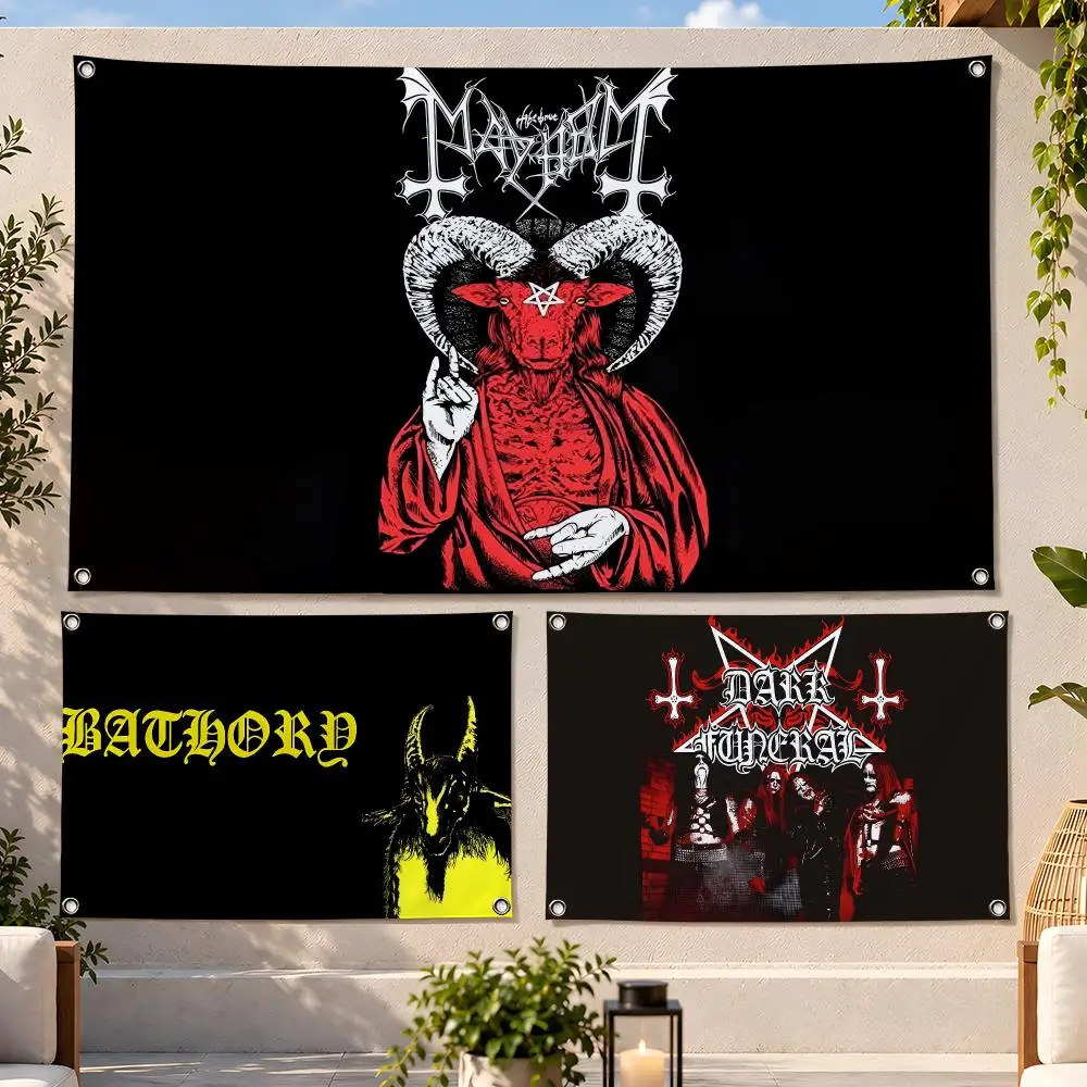 Band Black Metal Bathory Flags Fan Flag Banner Wall Hanging Outdoor Yard Camping Dorm Garage Party Home Decor Gift