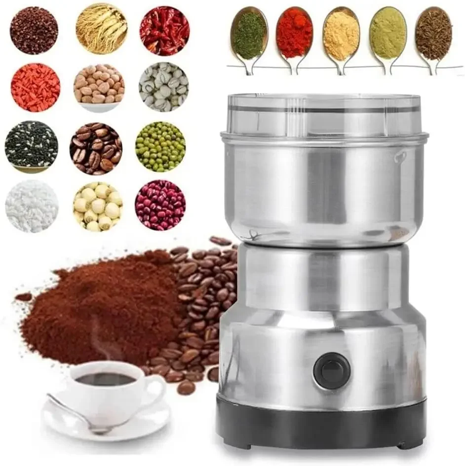 Molinillo Eléctrico de cocina, máquina de molinillo de granos, nueces y cereales, especias, granos, cuchilla de cuatro bordes, molinillo de café