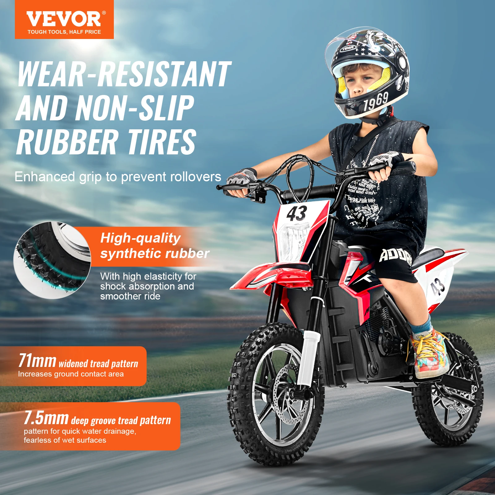 VEVOR 36V Kids Ride On Motorcycle met Snelheid tot 15,5 mph LED Licht Batterij Gauge Elektrische Motorfiets Speelgoed voor kinderen Jongens