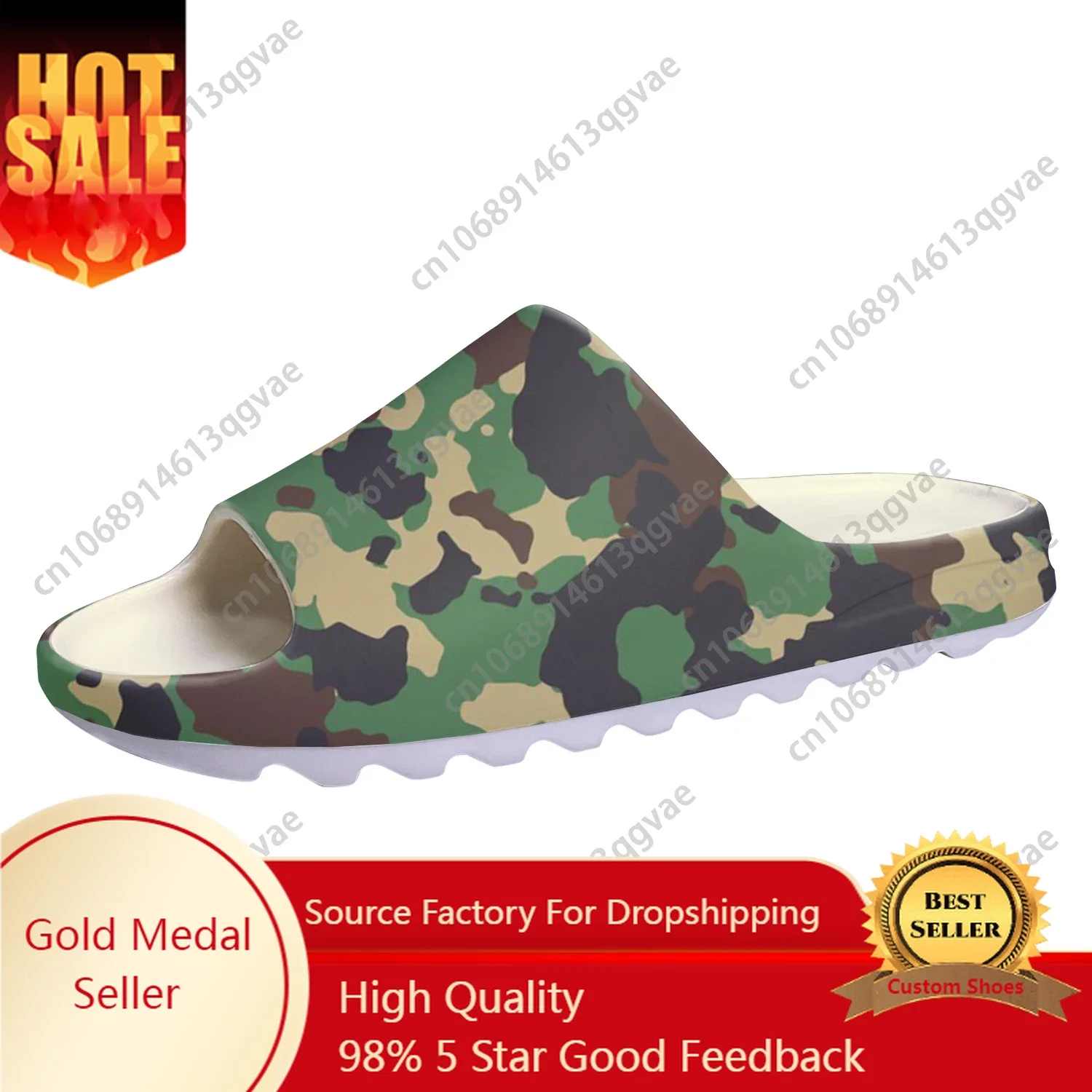 

Camo Force Soft Sole Sllipers Home Clogs Step on Water Shoes Mens Womens Teenager Army Camouflage Customize on Shit Sandals