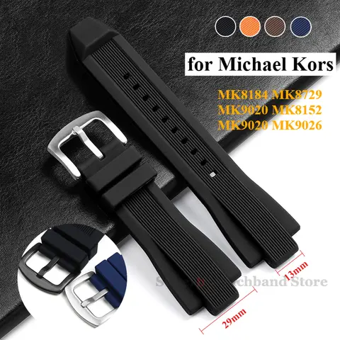 Bracelet de montre en Silicone 13*29mm pour Michael Kors MK8184 MK8729 MK9020 MK8152 MK9020 MK9026 bracelet de plongée Sport souple accessoires de montre