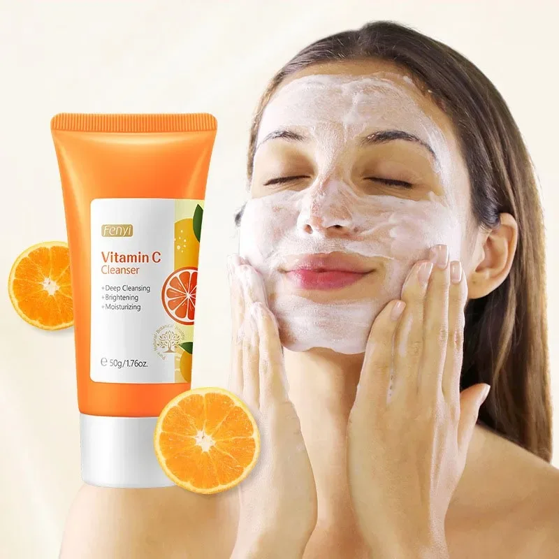 Vitamin C Facial Cleanser ผิว Deep Cleanser Moisturizing Blackhead Removal skincare Face WASH Foam Face Cleanser Skin Care ใหม่