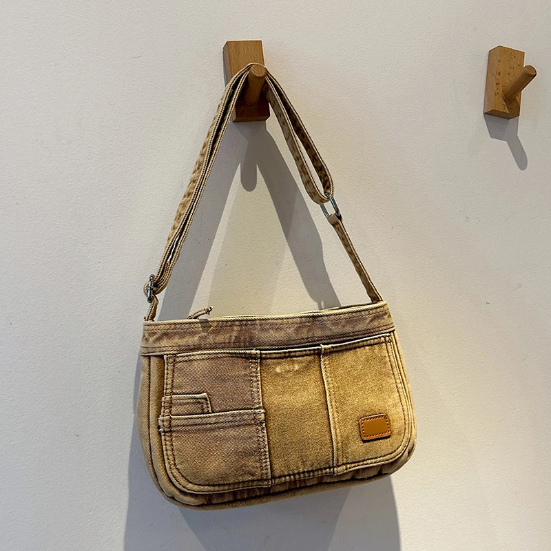 

Korean Version Fashion Retro Style Do Old Washing with Water Denim Bag 2024 New Pattern Versatile Single Shoulder Crossbody Bag