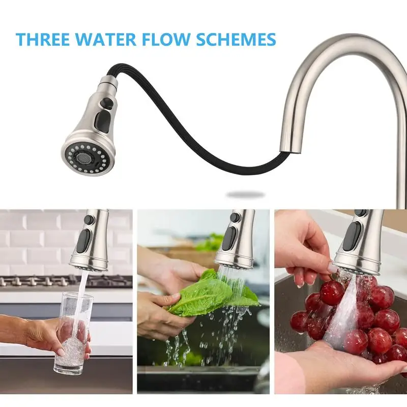 Dual Handle Kitchen Faucet with Pull-Down Spray Head